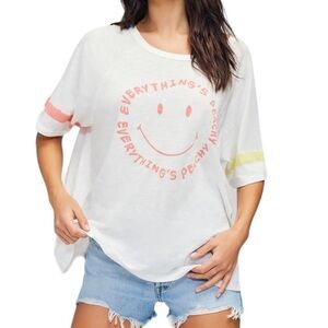 Wildfox Everything’s Peachy Juliette Oversized Lightweight Graphic T-Shirt S